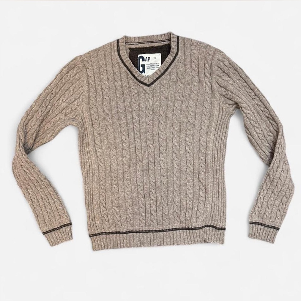 GAP Tan Cable Knit Sweater Size S Cotton, nylon, wool